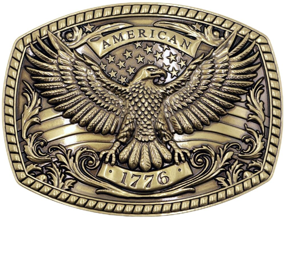 8822 Belt Buckles Western Cowboy: Belt Buckle Big 1776 American Flag